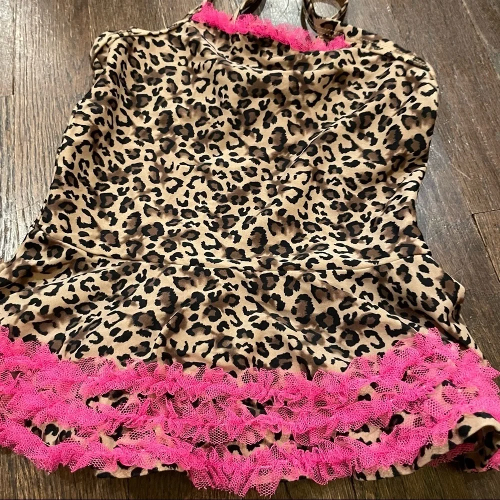 Flapdoodles cheetah and lace frill tankini size 5
